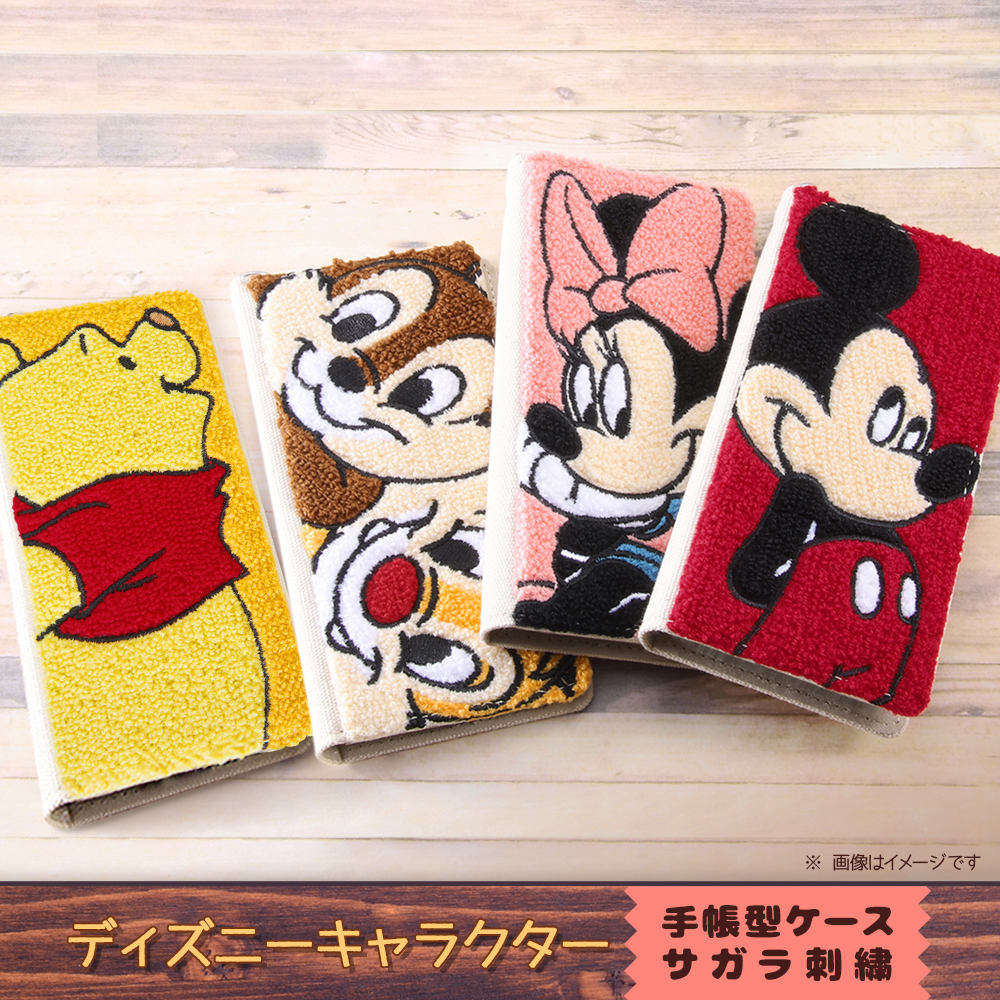 Top1 Com 本店 汎用 汎用 ディズニーキャラクター 手帳型ケース Flex Lサイズ サガラ刺繍 ミッキーマウス In